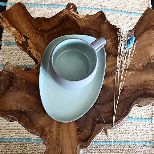 Set mit Tasse und Untertasse aus Steingut - grau - von OGO