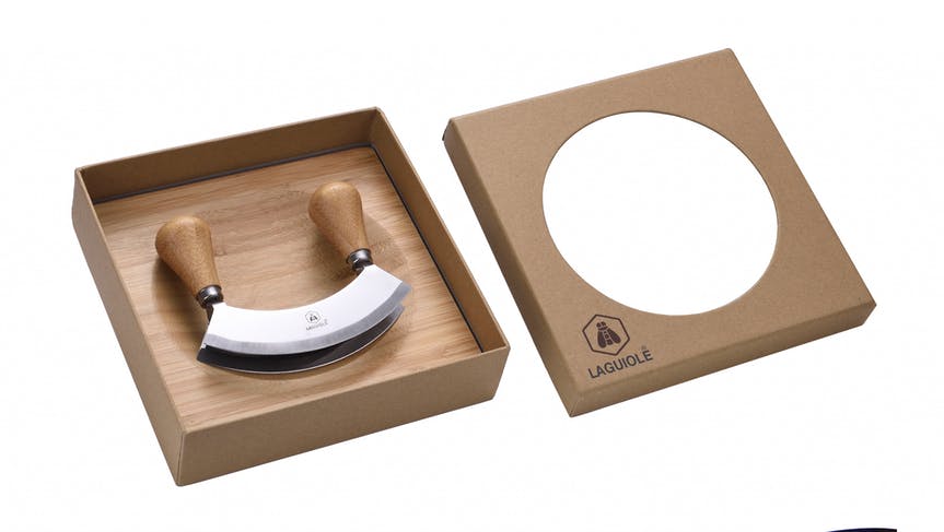 Kräuterschneideset bestehend aus Wiegemesser und Schneidebrett von Laguiole