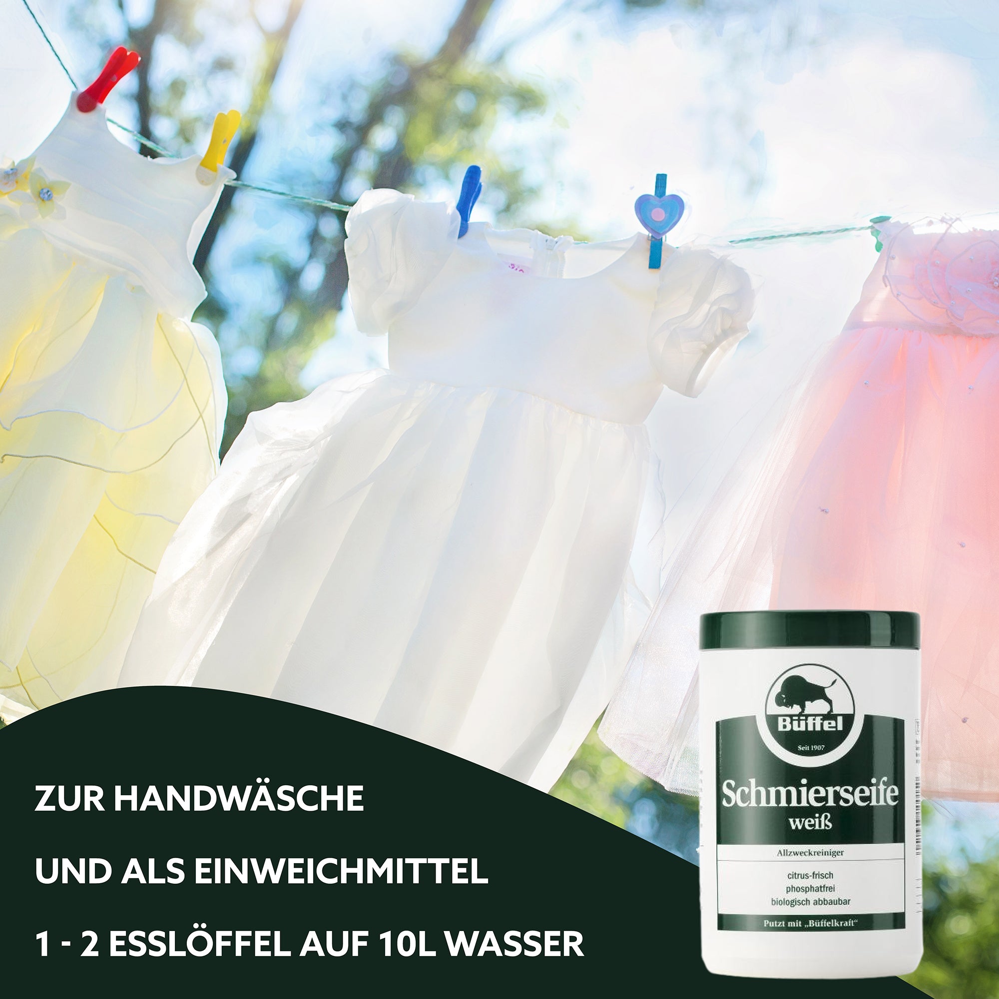 Büffel Schmierseife weiß 1000ml - Allzweckreiniger mit Citrusfrische