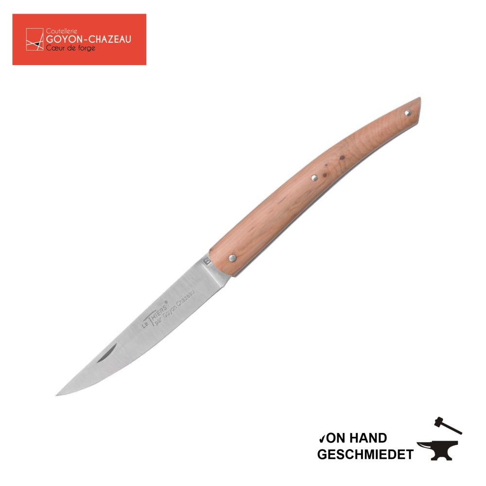 Taschenmesser klappbar 12cm - handgeschmiedet - Le Thiers Plein von Goyon-Chazeau - Griff aus Wacholderholz