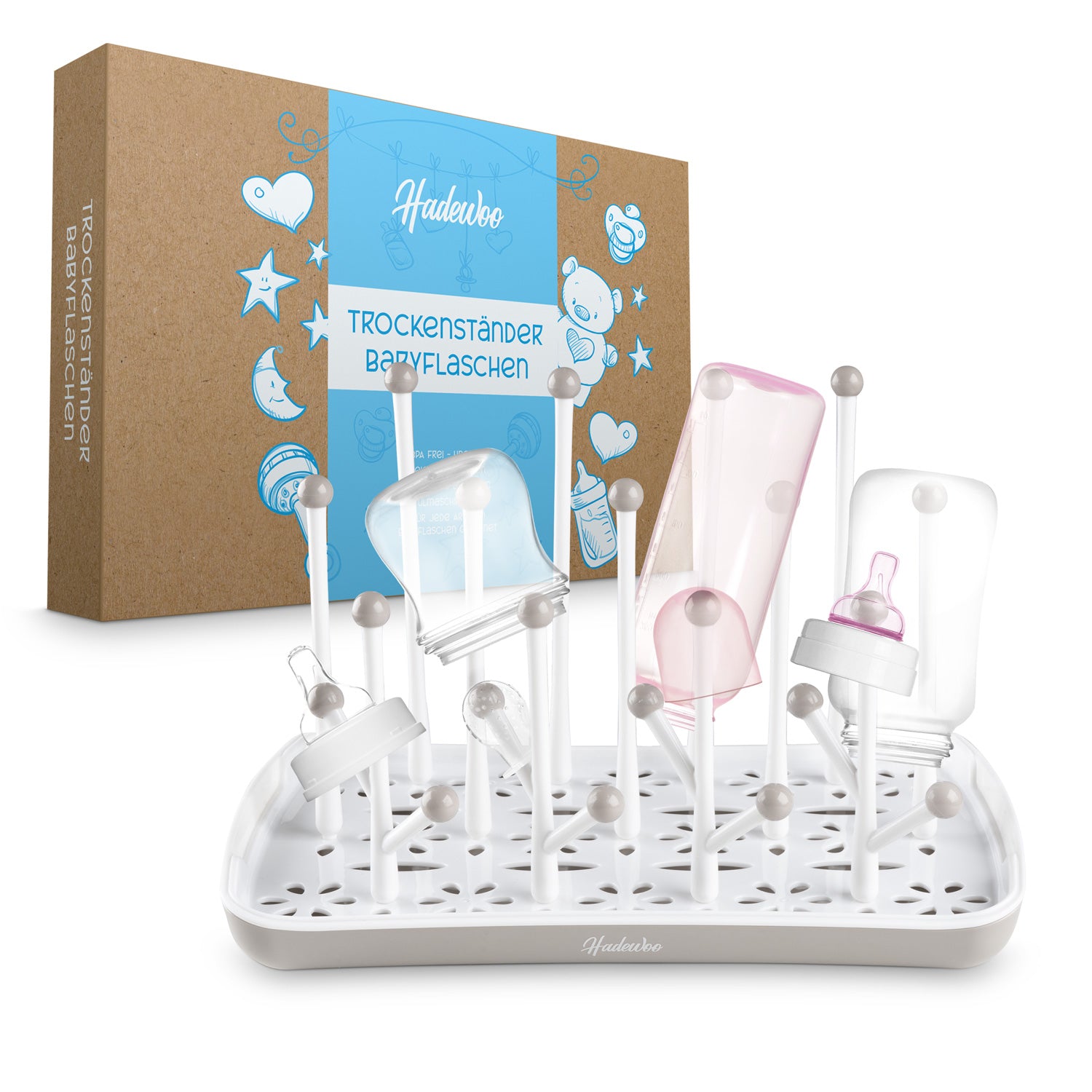 Trockenständer für Babyflaschen – Abtropfgestell Babyflaschen und Zubehör - braun