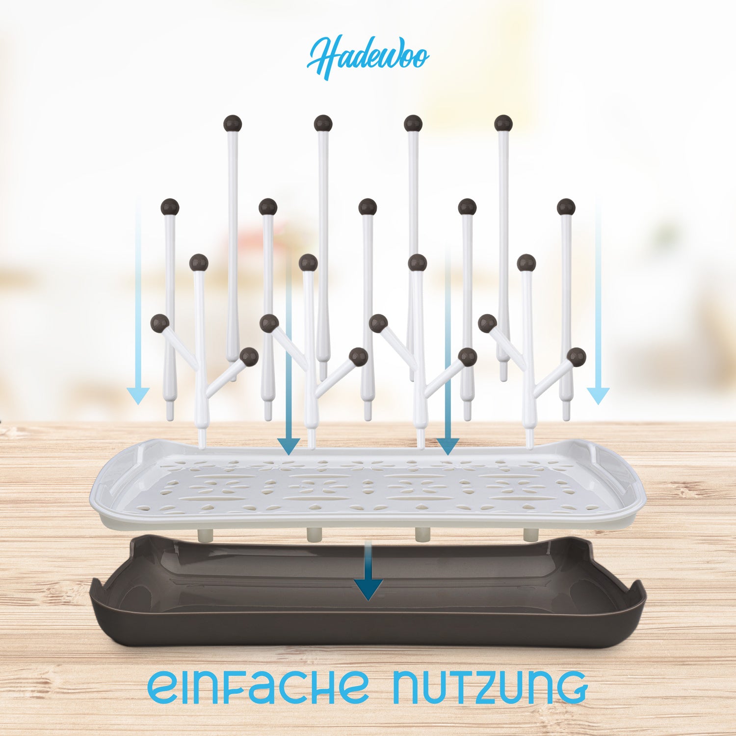 Trockenständer für Babyflaschen – Abtropfgestell Babyflaschen und Zubehör - grau