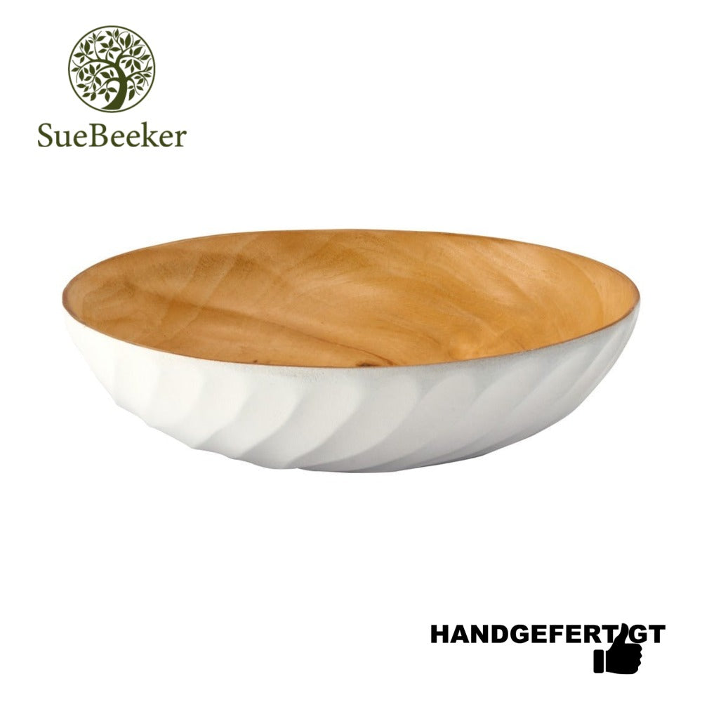 "Eddy weiß S" ökologisch nachhaltige und handgefertigte Holzschale - Obstschale - Salatschale von SueBeeker