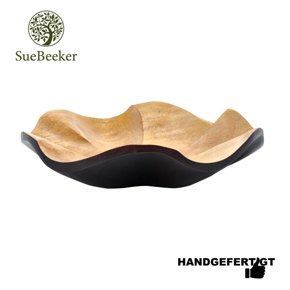 "Lotus leaf choco S" ökologisch nachhaltige und handgefertigte Holzschale - Obstschale - Salatschale von SueBeeker