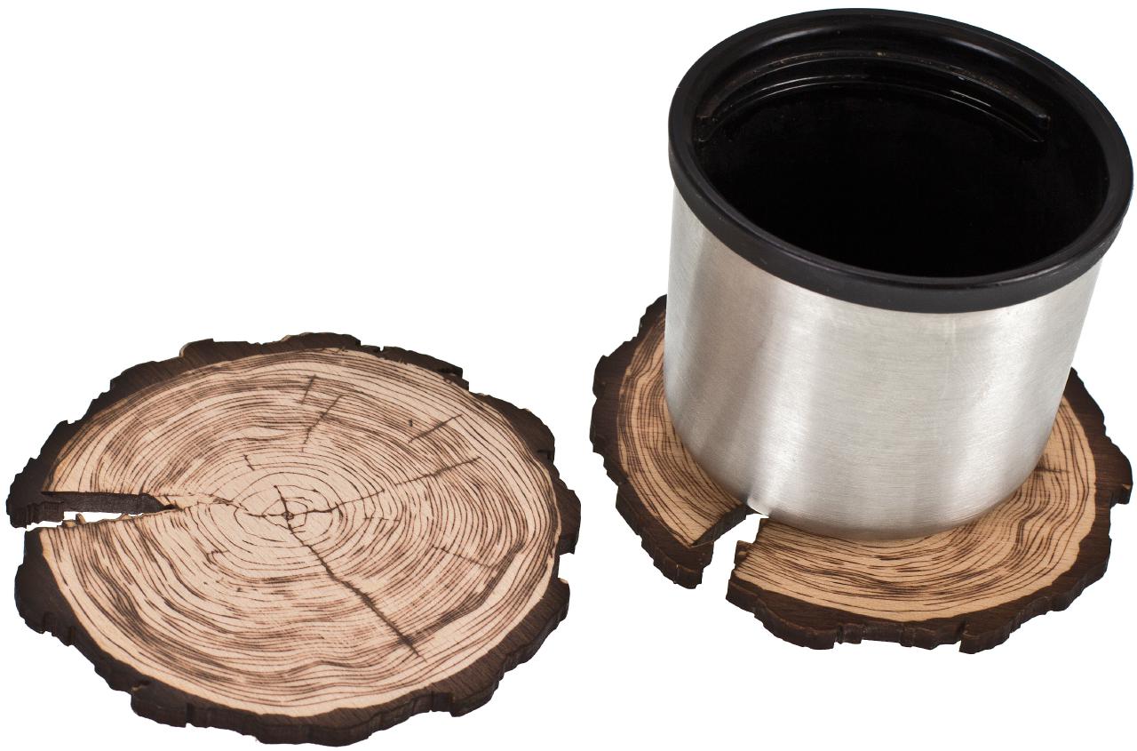 Untersetzer Rindenscheiben-Optik aus Buchenholz