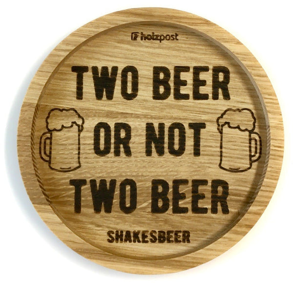 Untersetzer Motiv "Two Beer" aus geöltem Eichenholz von Holzpost