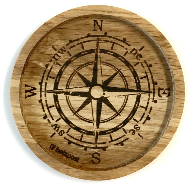 Untersetzer Motiv "Kompass" aus geöltem Eichenholz von Holzpost
