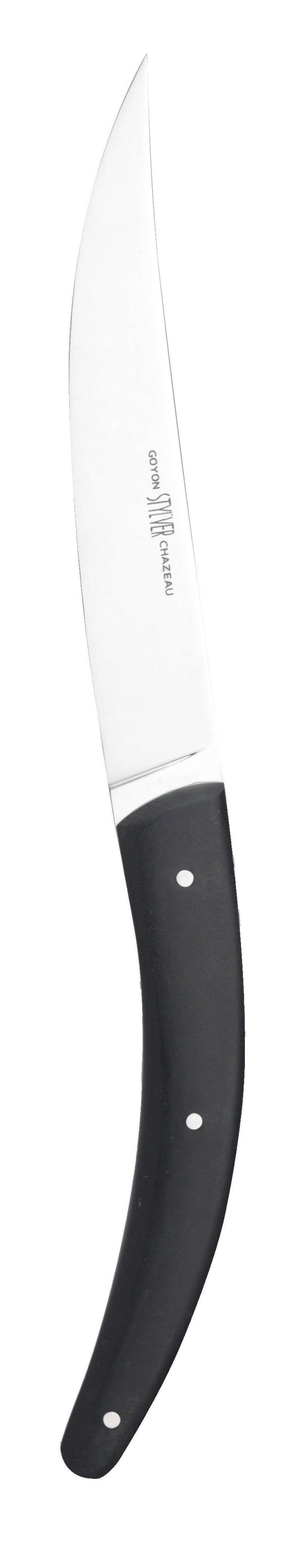 Set mit 6 Stück "Stylver Brasserie" Steakmessern von Goyoun Chazeau  - Griffe aus Paperstone - schwarz