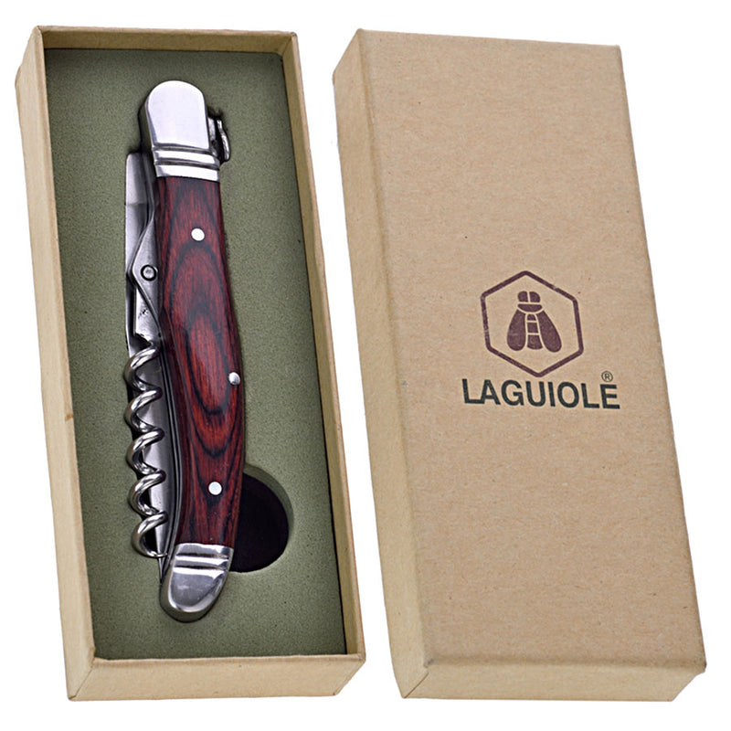Laguiole klappbares Taschenmesser mit Korkenzieher "Pakkaholz"